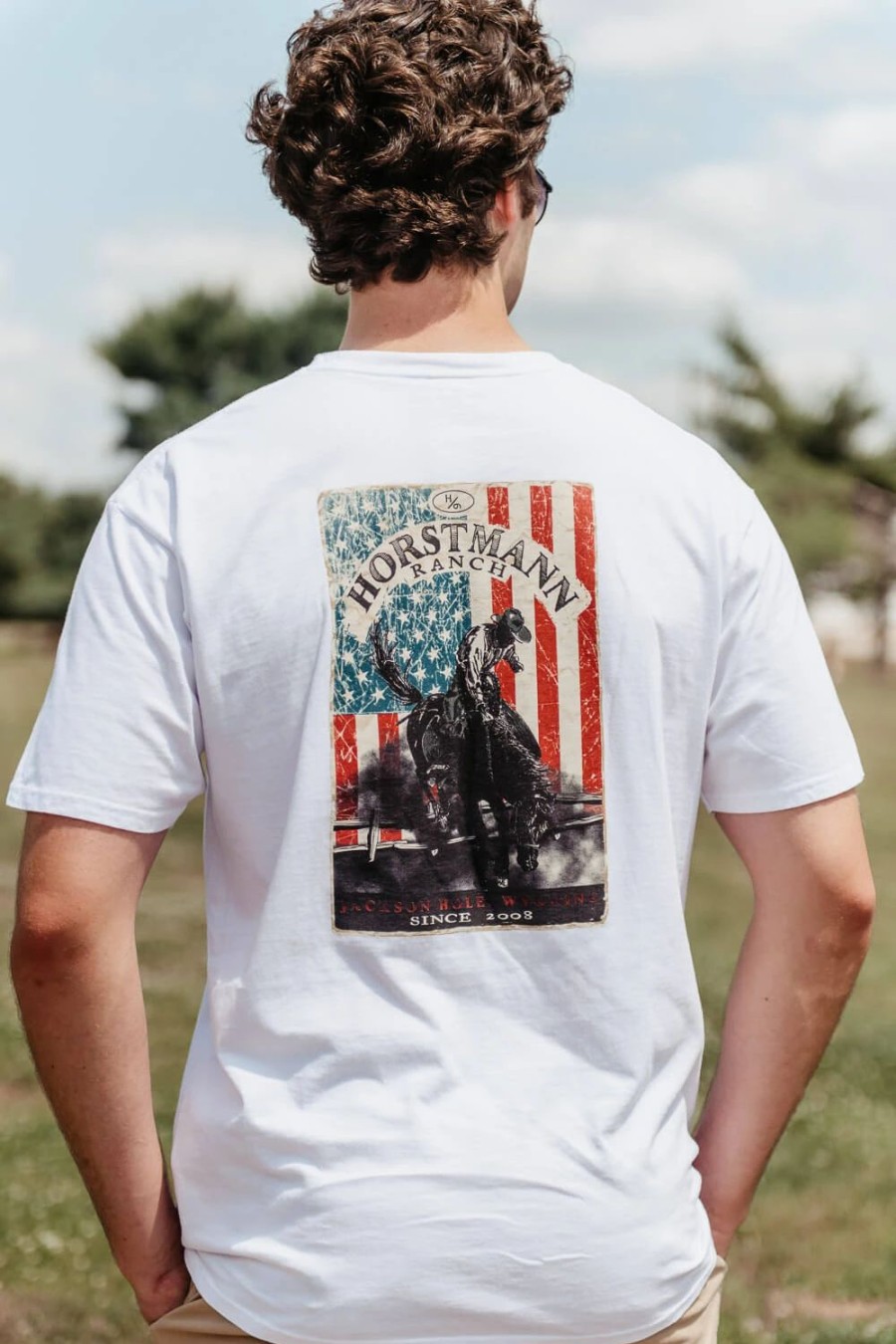 T-Shirts * | Lakeshirts, Inc. Blue 84 Horstmann Ranch H6 Anarchy Us Flag T-Shirt For Men In | Nrp5Kp-Otr White