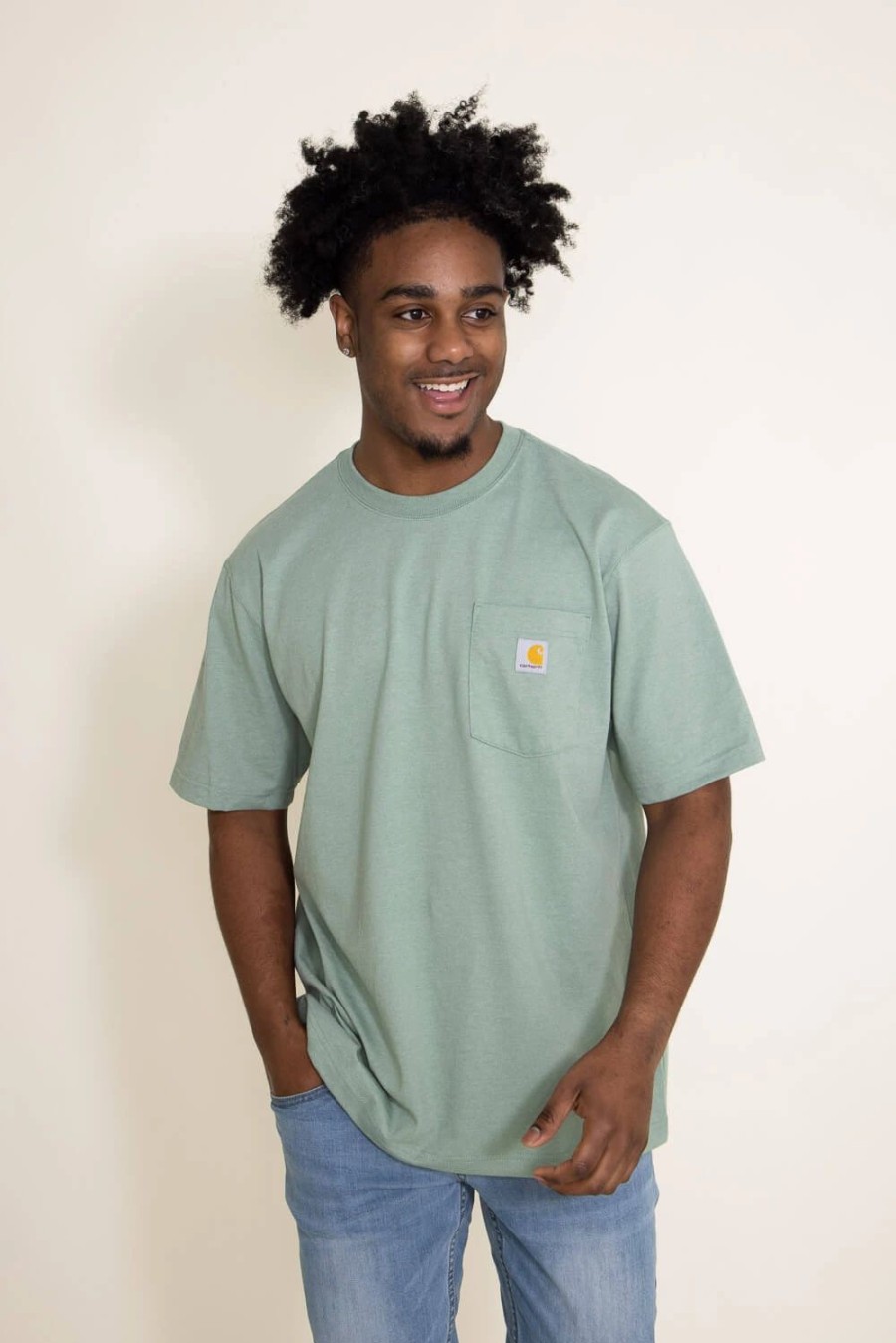 T-Shirts * | Carhartt Relaxed Heavyweight Dog Graphic T-Shirt For Men In Green | 105716-Ga0 Jade Heather