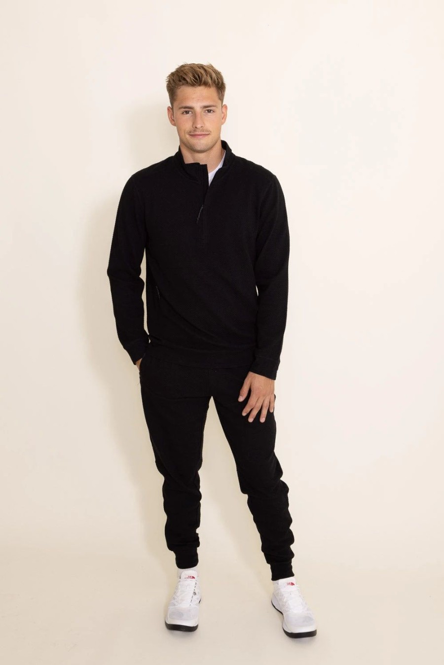 Sweatshirts & Fleece * | Reflex Jeans 1897 Activewear Buttery Stretch Quarter Zip Pullover For Men In | Mj394 Black