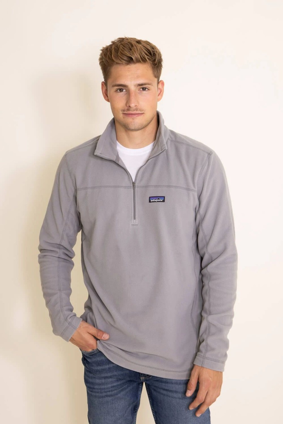 Sweatshirts & Fleece * | Patagonia Men'S Micro D Quarter Zip Pullover In Grey | 26176-Fea Feather Gry