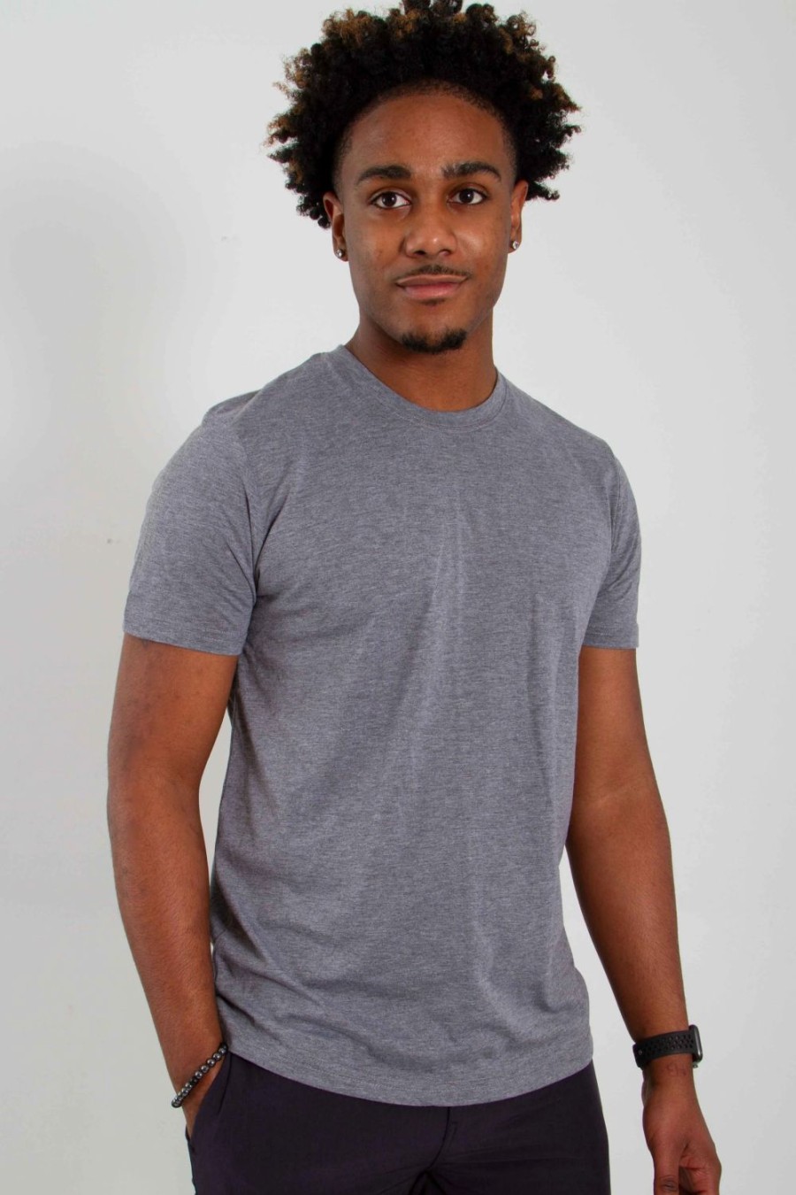 T-Shirts * | Pima Basic Crewneck Tee For Men In Heather Grey | 3750-Hgray H.Gray