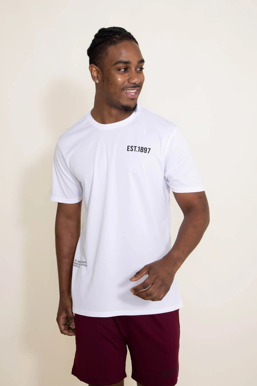 T-Shirts * | 1897 / Brooklyn Cloth 1897 Activewear Est. 1897 Tech T-Shirt For Men In | Ctme694S-Wht White