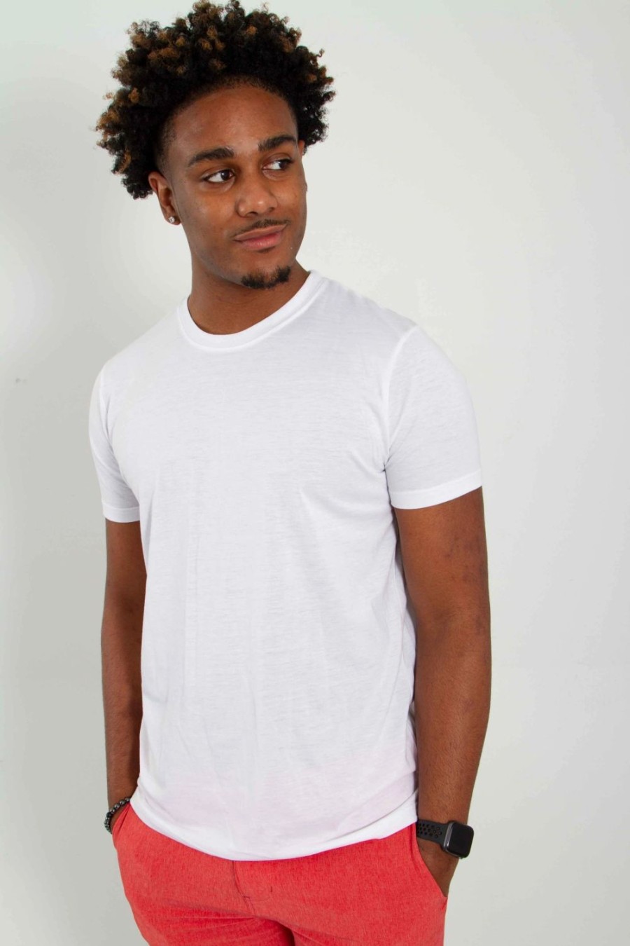 T-Shirts * | Pima Basic Crewneck Tee For Men In White | 3750-Truewhite True White