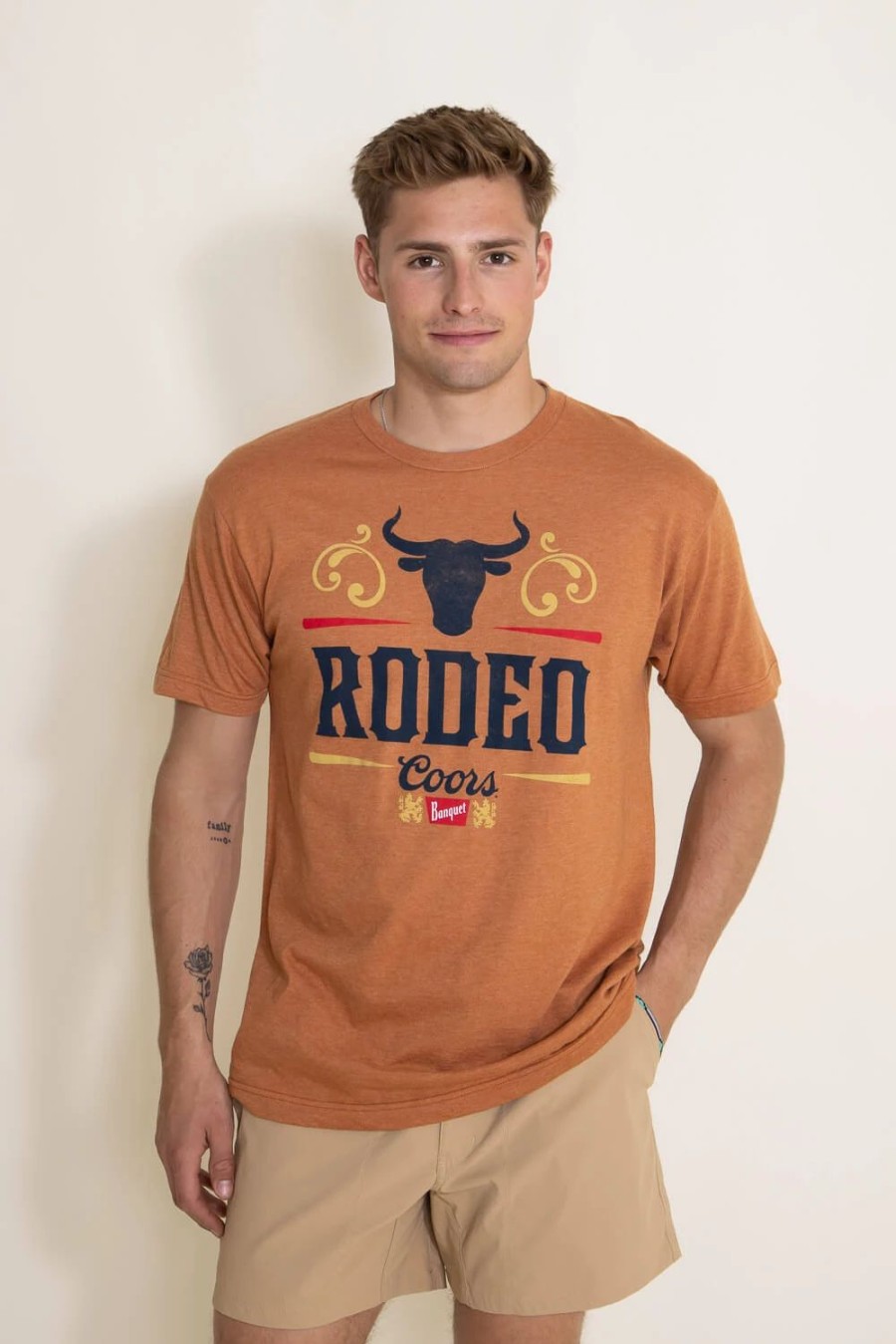 T-Shirts * | Brew City Beer Gear, Inc. Brew City Apparel Coors Banquet Bull Rodeo T-Shirt For Men In Orange | 14870-814B Hthr Rust