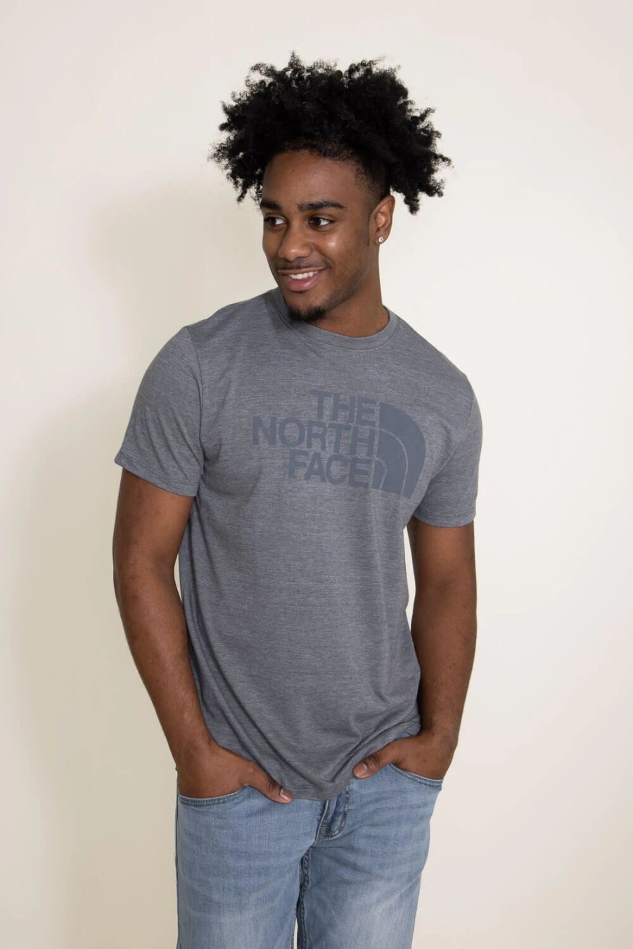 T-Shirts * | The North Face Half Dome Tri Blend T-Shirt For Men In Grey | Nf0A5J2I-Mqh Med Grey Gray