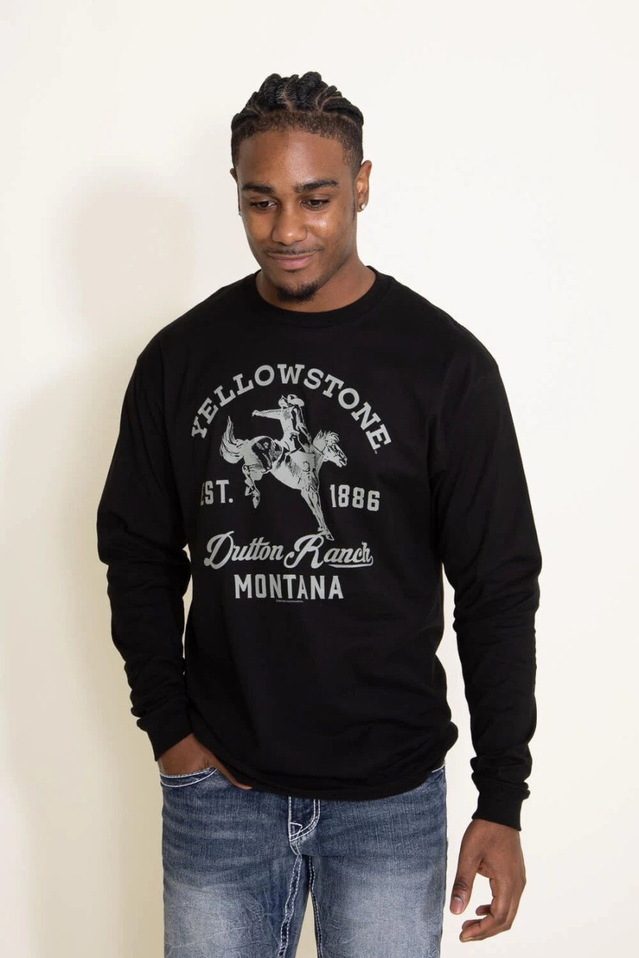 T-Shirts * | American Classics Long Sleeve Dutton Ranch Cowboy T-Shirt For Men In | Ystn504-206 Black