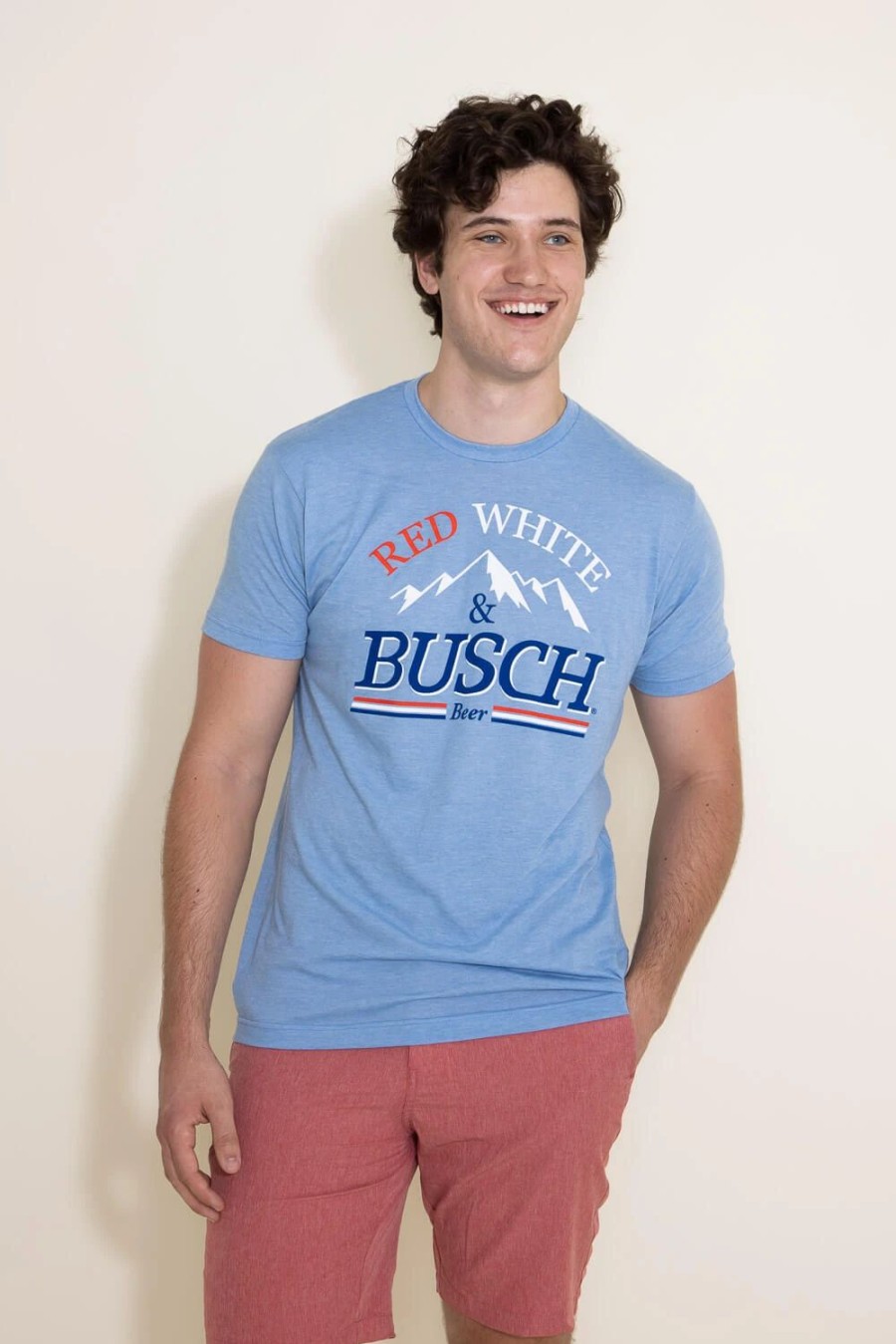 T-Shirts * | Brew City Beer Gear, Inc. Brew City Apparel Red White & Busch T-Shirt For Men In Heather Athletic Blue | 15609-808 Hthr Athlt Blue