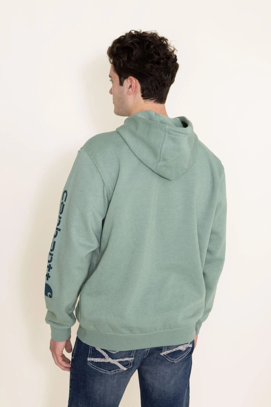 Sweatshirts & Fleece * | Carhartt Logo Sleeve Graphic Hoodie For Men In Green | K288-Ga0 Jade