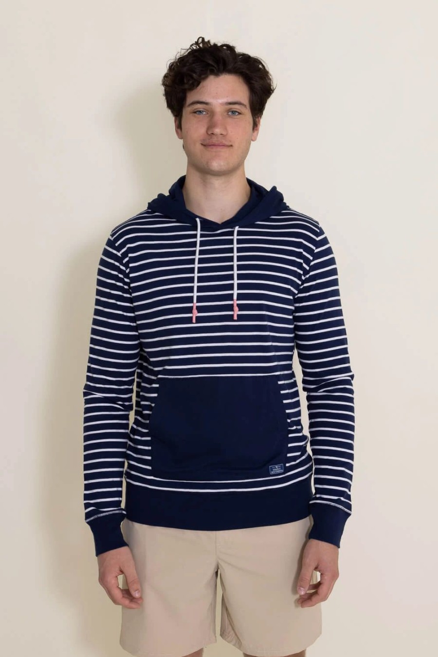 Sweatshirts & Fleece * | Simply Southern Stripe Lightweight Hoodie For Men In Navy Blue | Pp-0123-Mn-Hoodie-Strpny Navy Stp