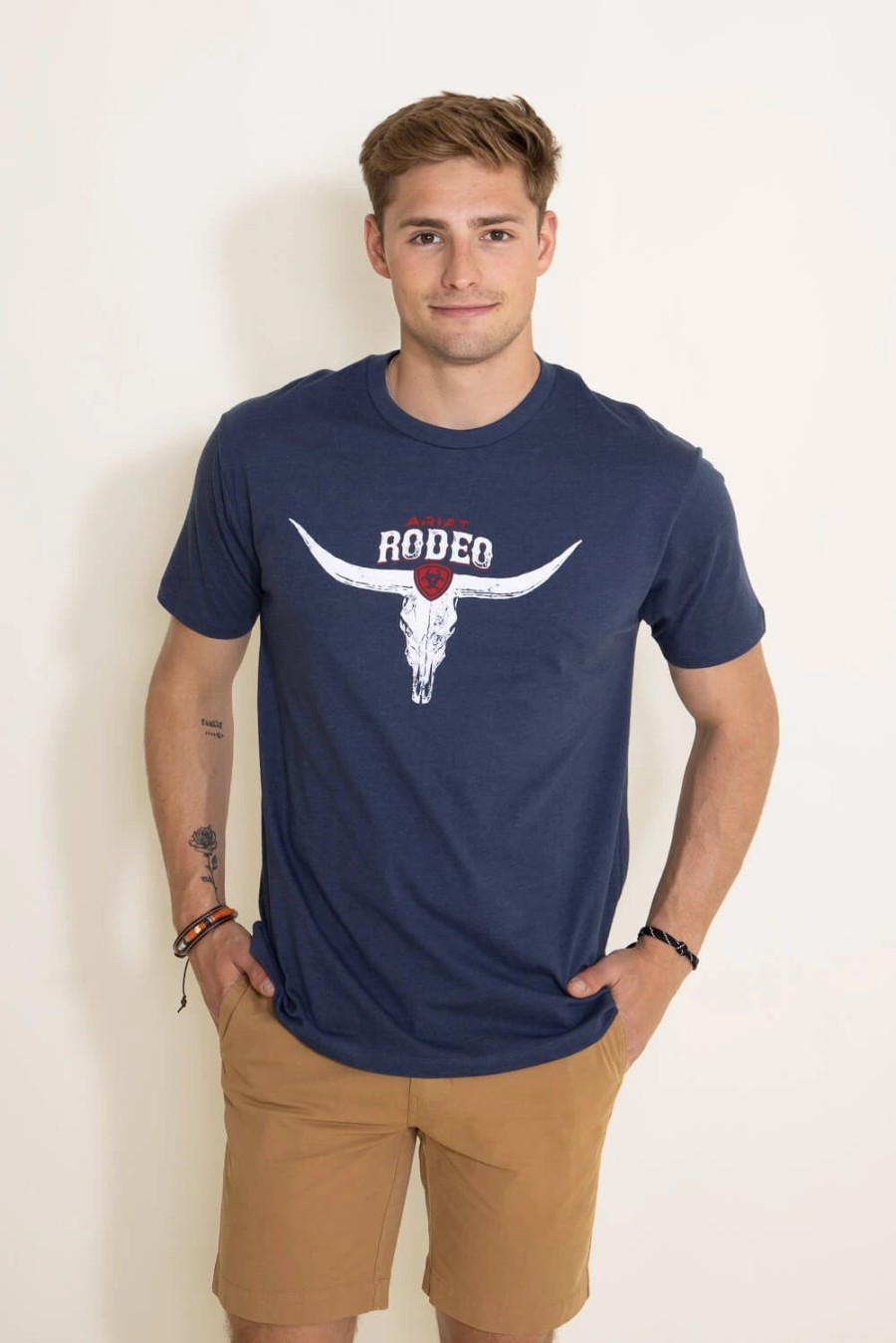 T-Shirts * | Ariat International Ariat Rodeo Skull T-Shirt For Men In Blue | 10045281 Navy