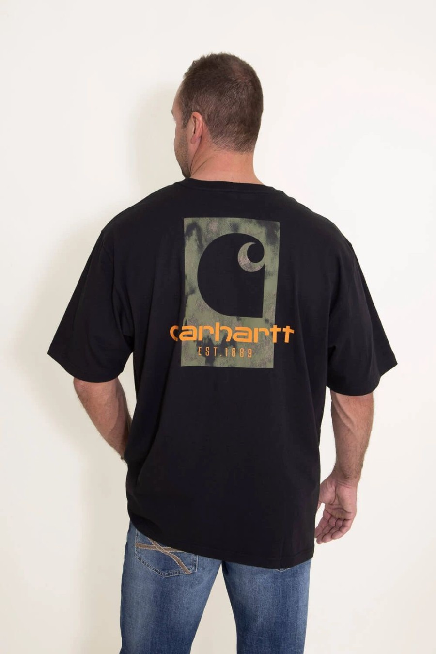 T-Shirts * | Carhartt Loose Heavyweight Camo Logo T-Shirt For Men In | 105755-Blk Black