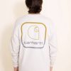 T-Shirts * | Carhartt Long Sleeve Loose Fit Pocket Tee For Men In White | 105584-W03 Malt