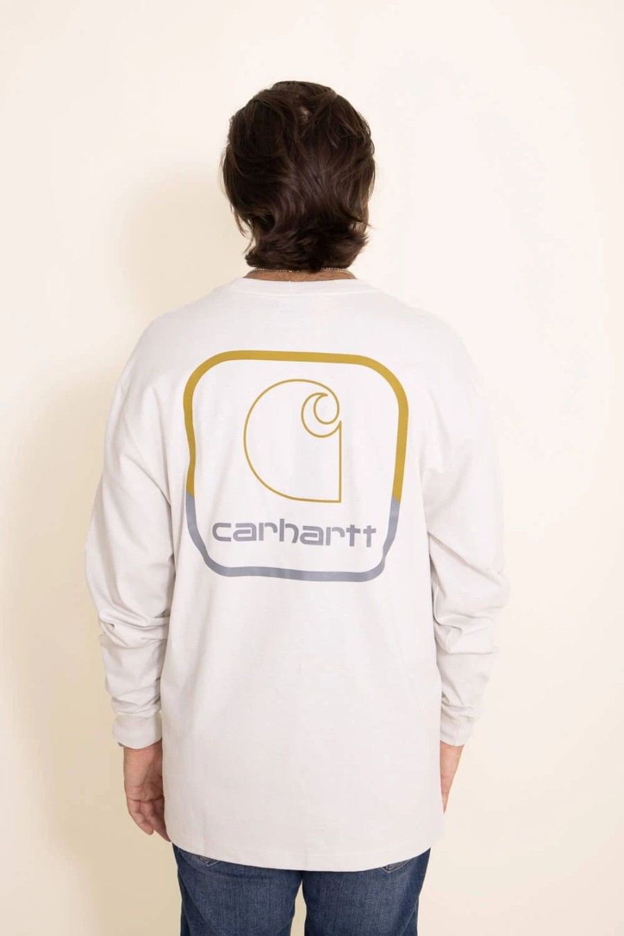 T-Shirts * | Carhartt Long Sleeve Loose Fit Pocket Tee For Men In White | 105584-W03 Malt