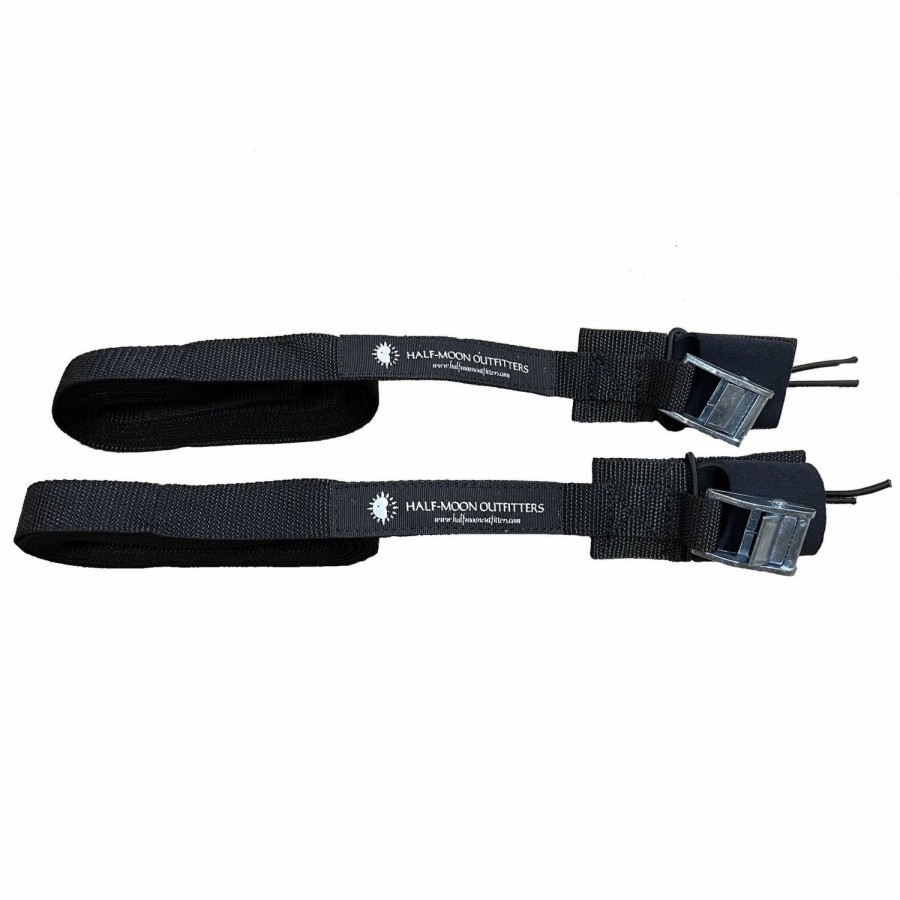 Car Racks & Pads * | Half-Moon Outfitters Logo Tie Down Straps With Buckle Pads Black