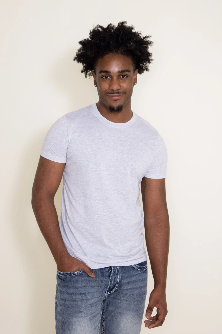 T-Shirts * | Pima Basic Crewneck Tee For Men In | 3750-Specwht Speckled White