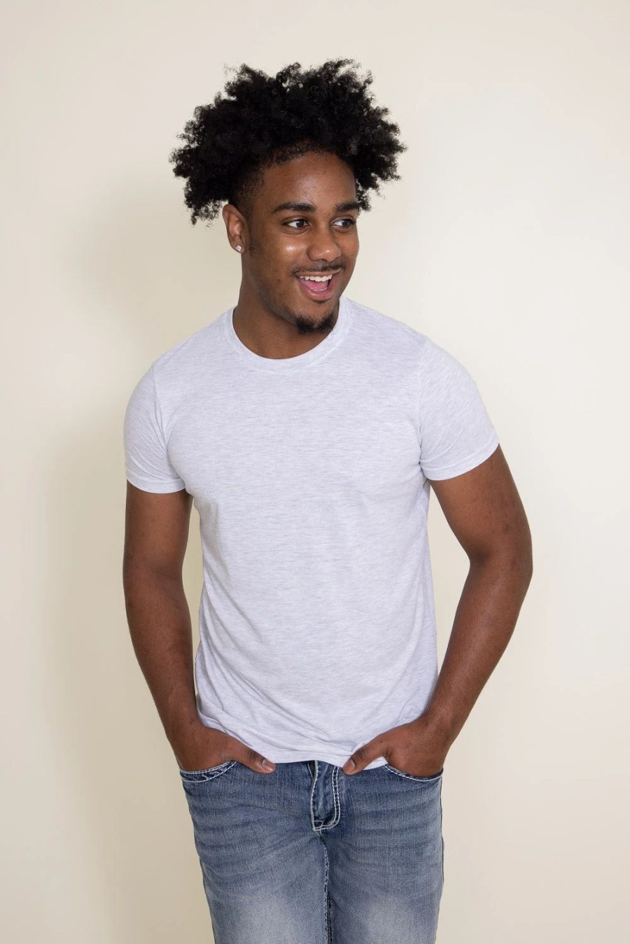 T-Shirts * | Pima Basic Crewneck Tee For Men In | 3750-Specwht Speckled White