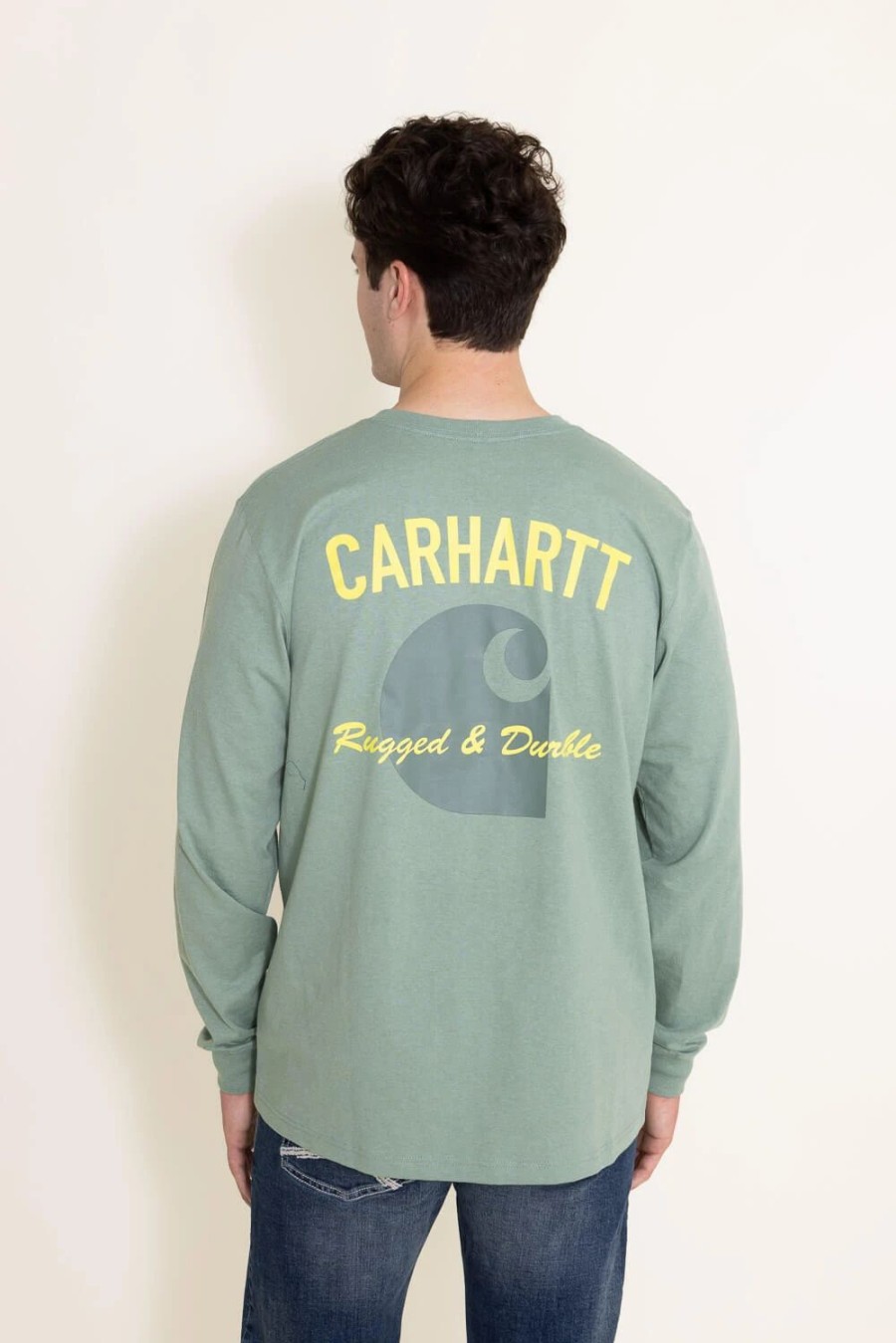 T-Shirts * | Carhartt Relaxed Fit Long-Sleeve Graphic T-Shirt For Men In Green | 105428-Ga0 Jade Lt Green