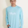 T-Shirts * | Huk Fishing Vented Pursuit Long Sleeve T-Shirt For Men In Light Blue | H1200524-364 Island Paradise