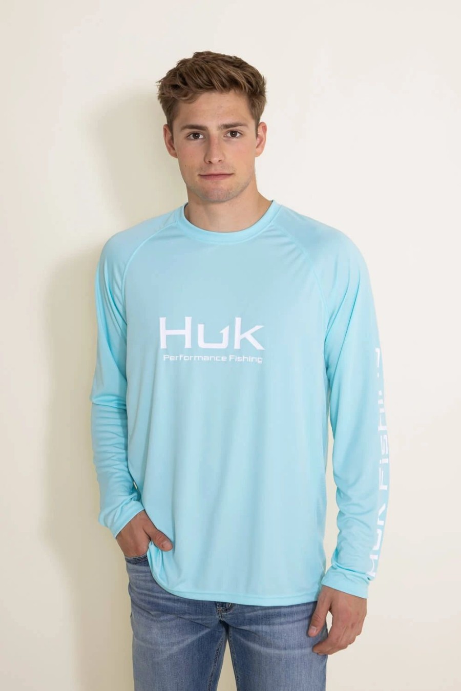 T-Shirts * | Huk Fishing Vented Pursuit Long Sleeve T-Shirt For Men In Light Blue | H1200524-364 Island Paradise