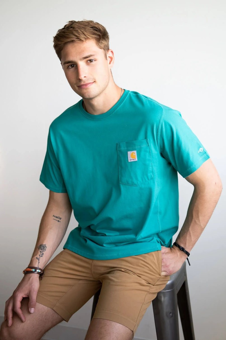 T-Shirts * | Carhartt Short Sleeve Force Pocket T-Shirt For Men In | 104616-Hb0 Dragon Fly