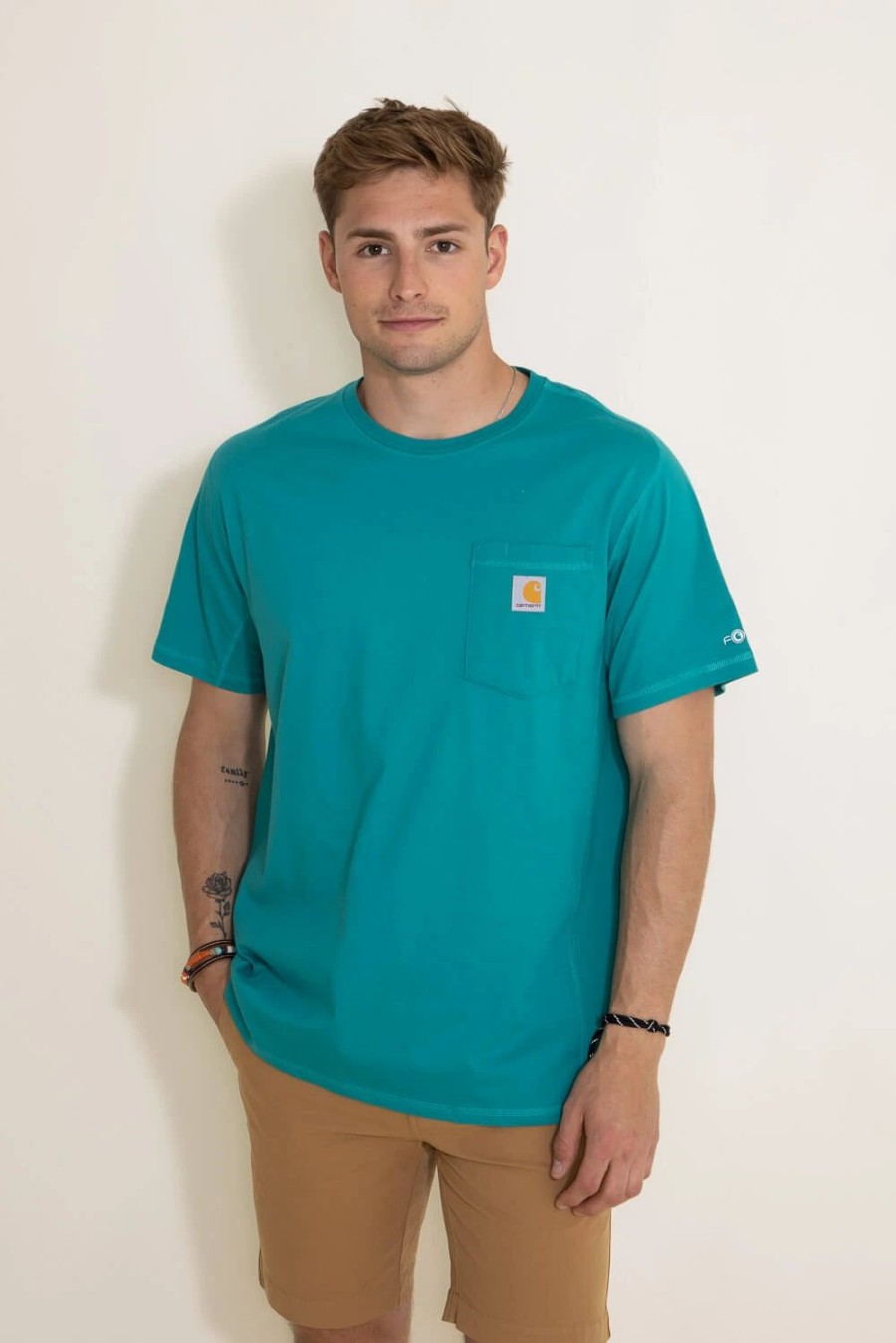 T-Shirts * | Carhartt Short Sleeve Force Pocket T-Shirt For Men In | 104616-Hb0 Dragon Fly