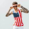 T-Shirts * | Cactus Denim & Flower Usa Flag Tank Top For Men In | Amk-1168 White