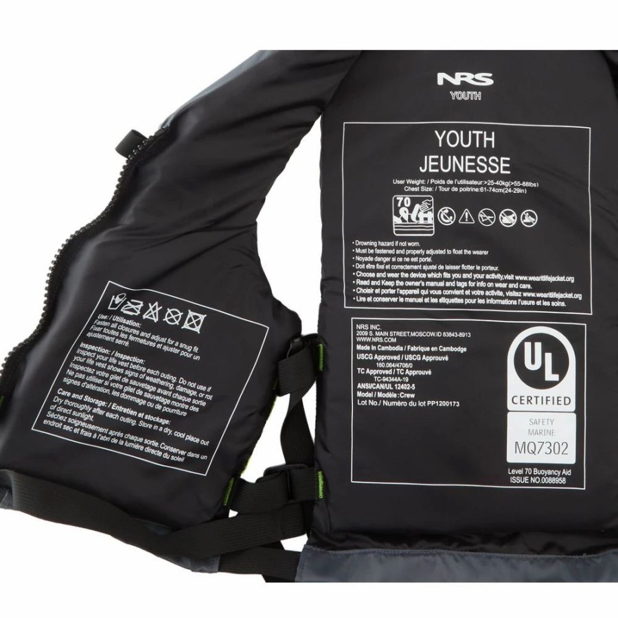 Sup & Kayak * | Nrs Crew Youth Pfd Green