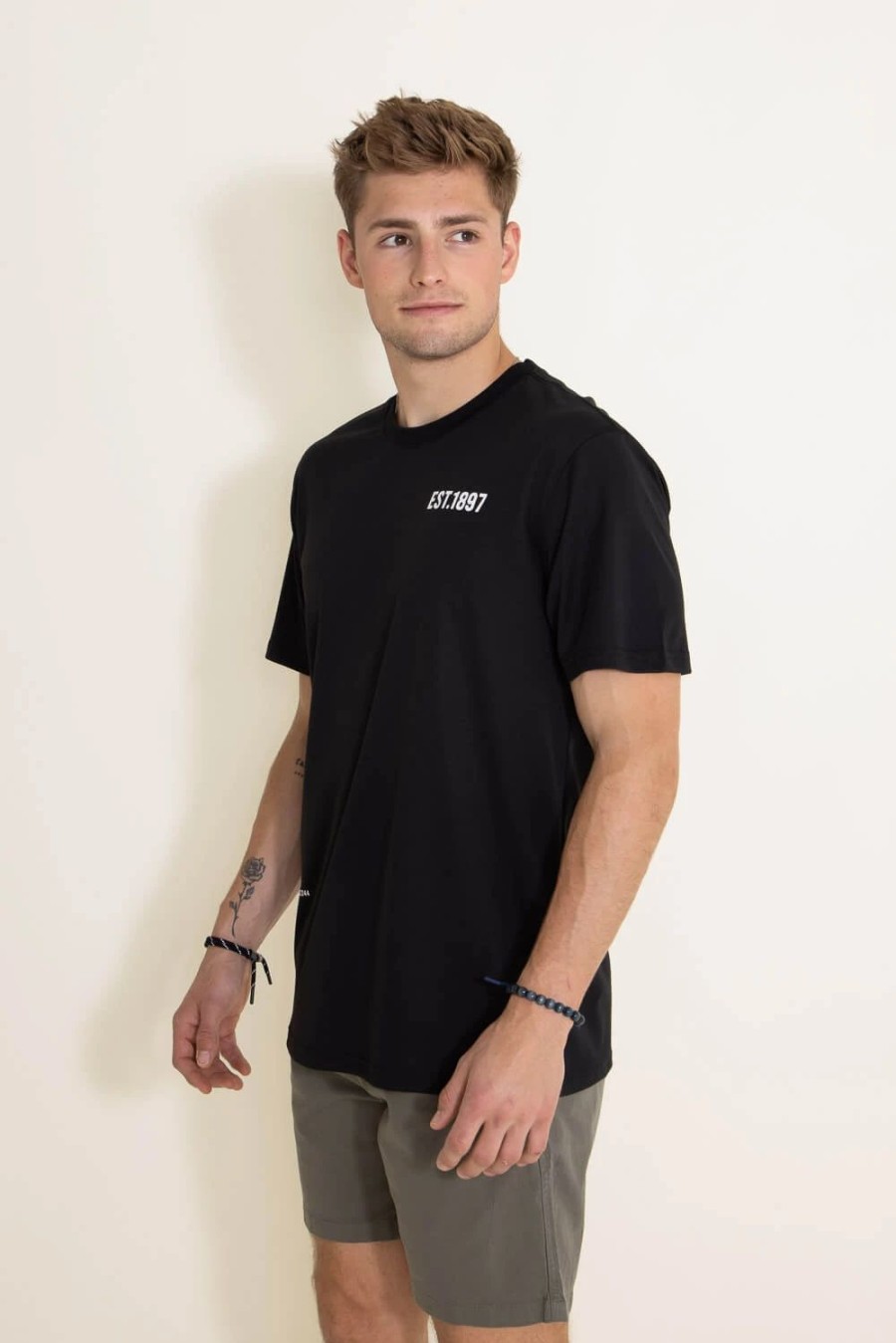 T-Shirts * | 1897 / Brooklyn Cloth 1897 Activewear Est. 1897 Tech T-Shirt For Men In | Ctme694S-Blk Black