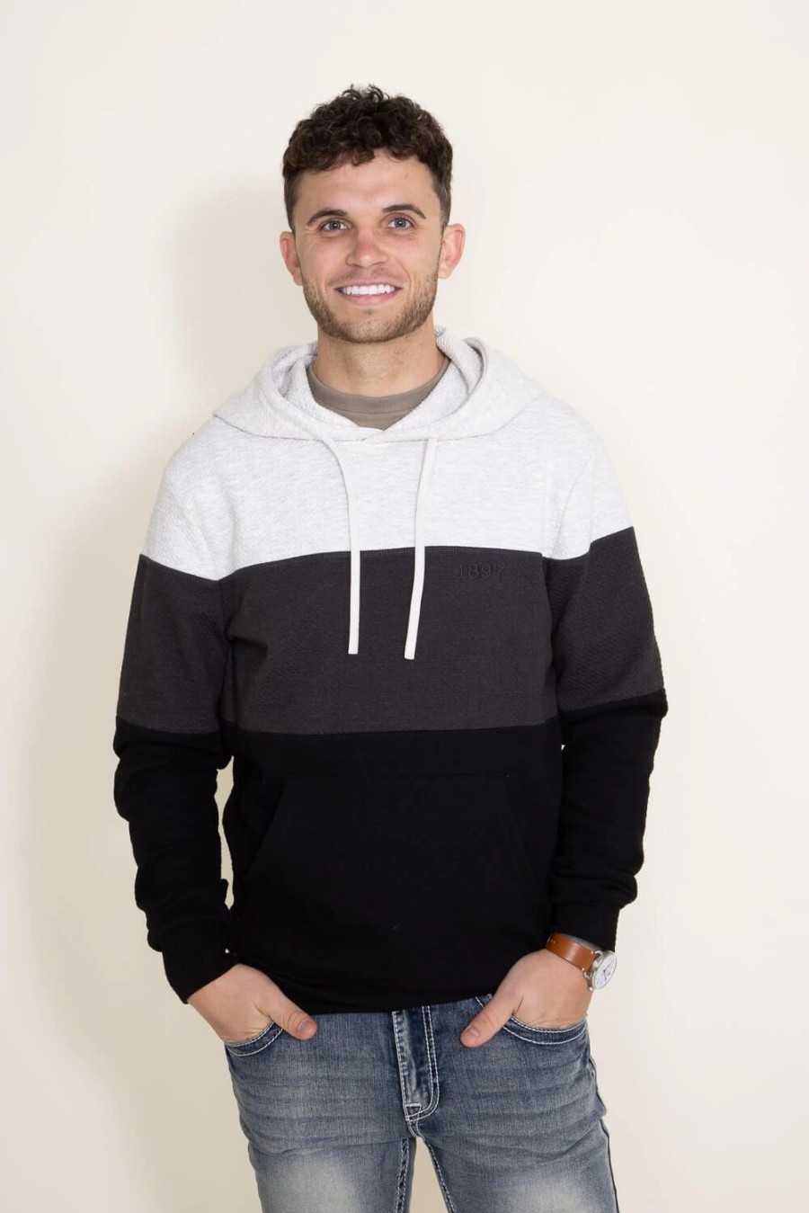 Sweatshirts & Fleece * | Reflex Jeans 1897 Activewear Buttery Stretch Hoodie For Men In Black | Mj005 Colorblock