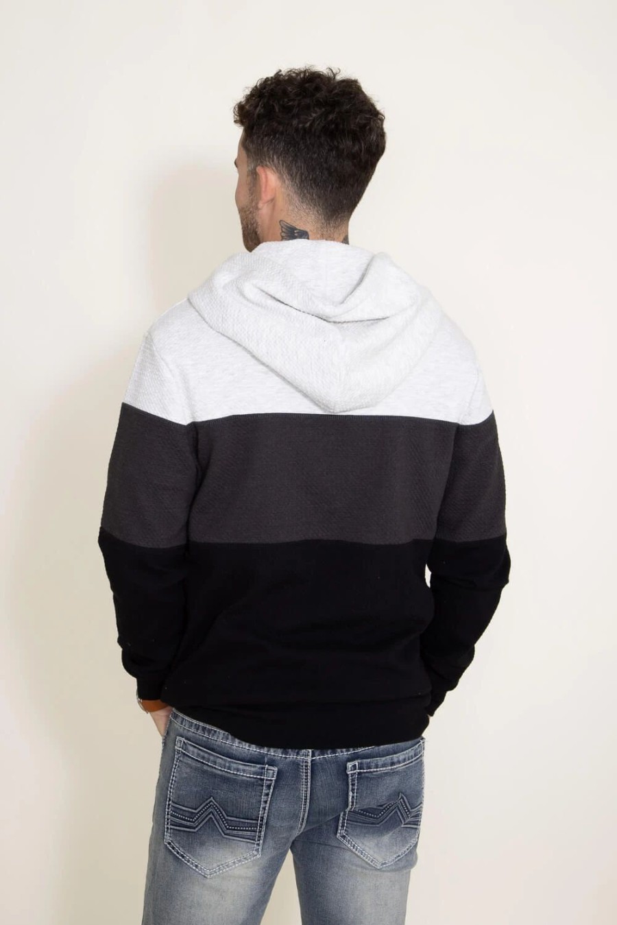 Sweatshirts & Fleece * | Reflex Jeans 1897 Activewear Buttery Stretch Hoodie For Men In Black | Mj005 Colorblock