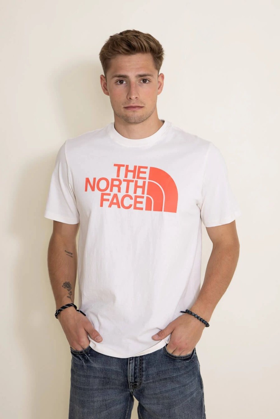 T-Shirts * | The North Face Half Dome T-Shirt For Men In White | Nf0A812M-Xk8 White/Orange