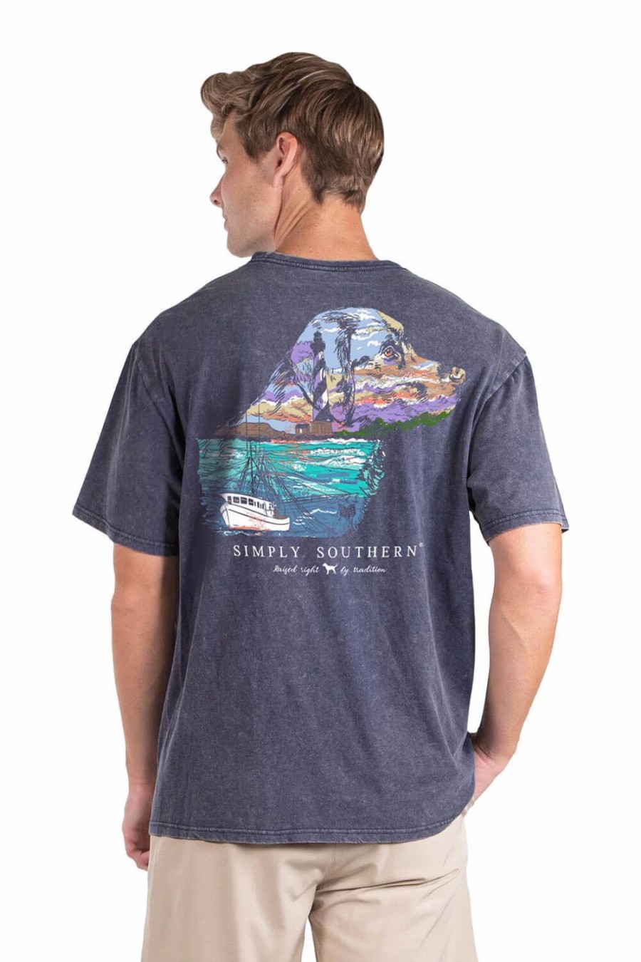 T-Shirts * | Simply Southern Lighthouse T-Shirt For Men In Grey | Sc-Mn-Ss-Lighthouse Mood