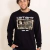 T-Shirts * | Carhartt Relaxed Fit Flag Graphic Long Sleeve T-Shirt For Men In | 105429-Blk Black