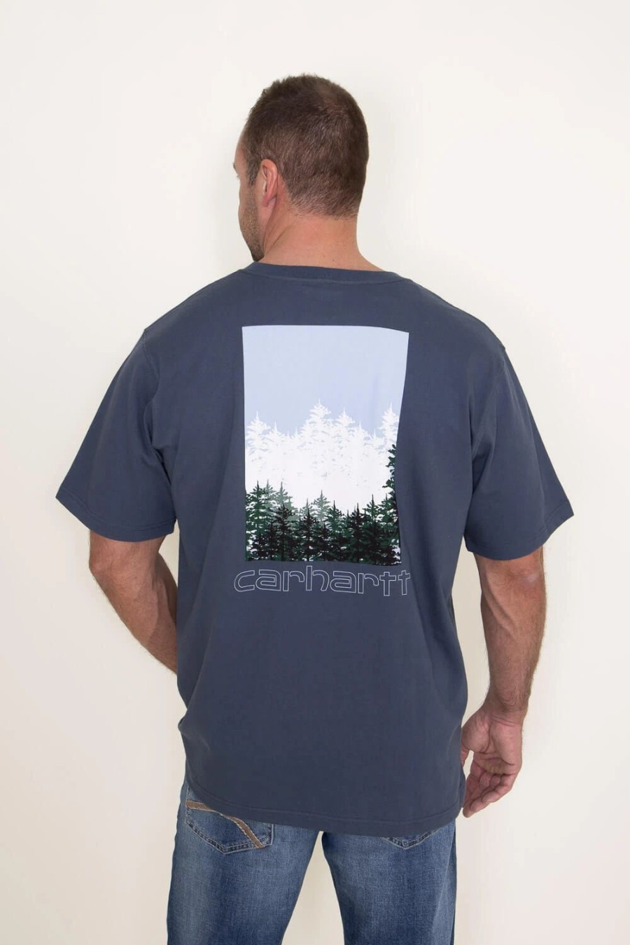 T-Shirts * | Carhartt Relaxed Heavyweight Nature Graphic T-Shirt For Men In Blue | 105718-Bls Bluestone