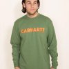 T-Shirts * | Carhartt Loose Fit Graphic Logo Long Sleeve Tee For Men In | 105422-L01 Arborvitae Green