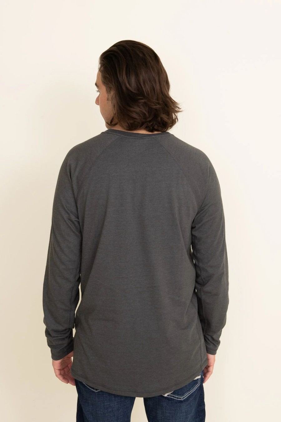 T-Shirts * | Carhartt Long Sleeve Pocket T-Shirt For Men In Dark Grey | 104617-Crh Carbon Carbon Heather