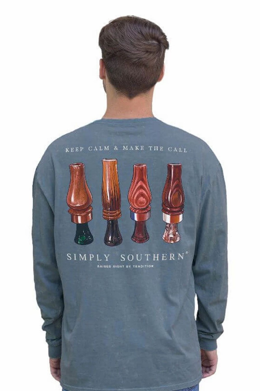 T-Shirts * | Simply Southern Duck Whistle Call Long Sleeve T-Shirt For Men In Blue | Sc-Mn-Ls-Call Bluestone