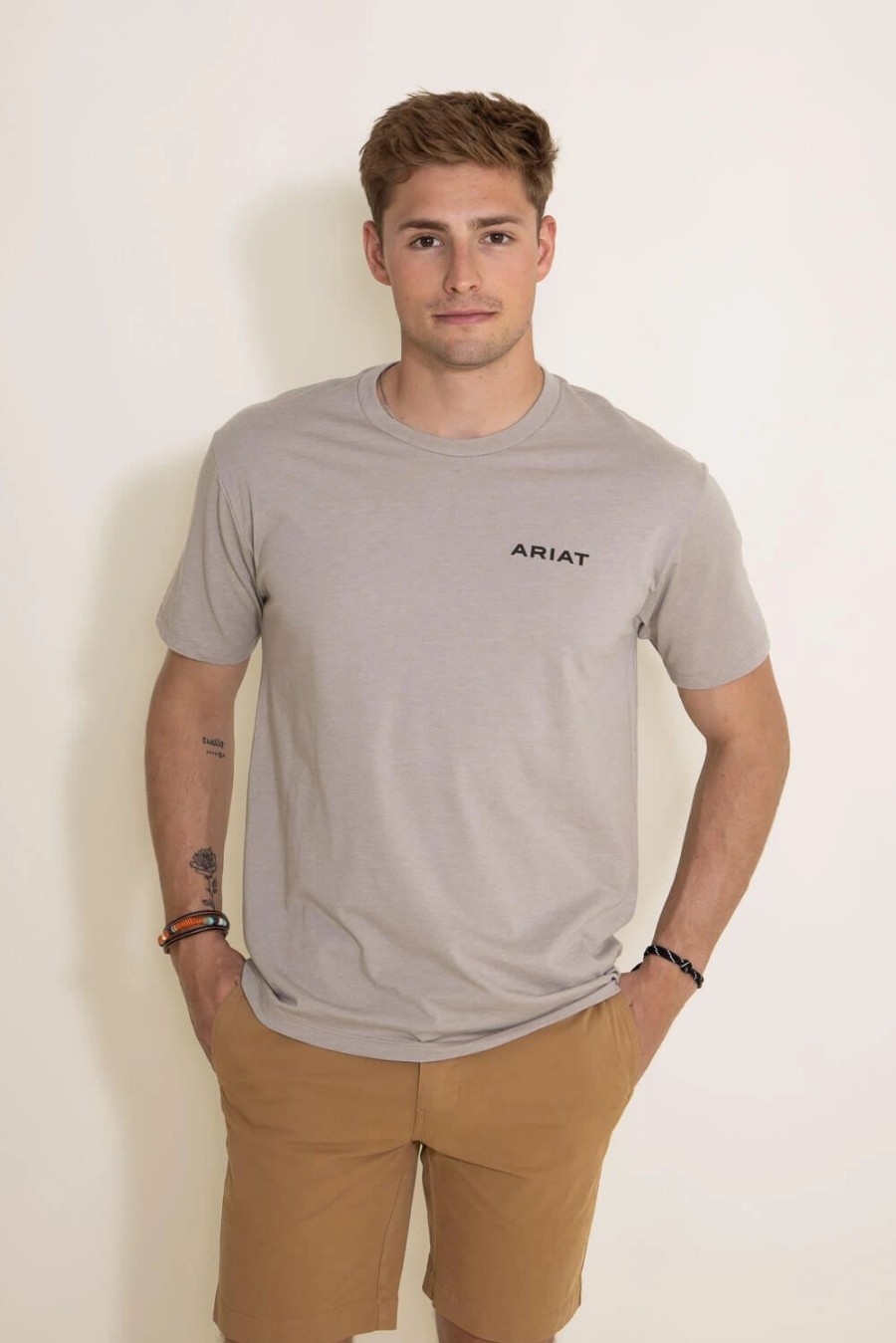 T-Shirts * | Ariat International Ariat Serape Island T-Shirt For Men In Heather | 10045273 Heather Khaki