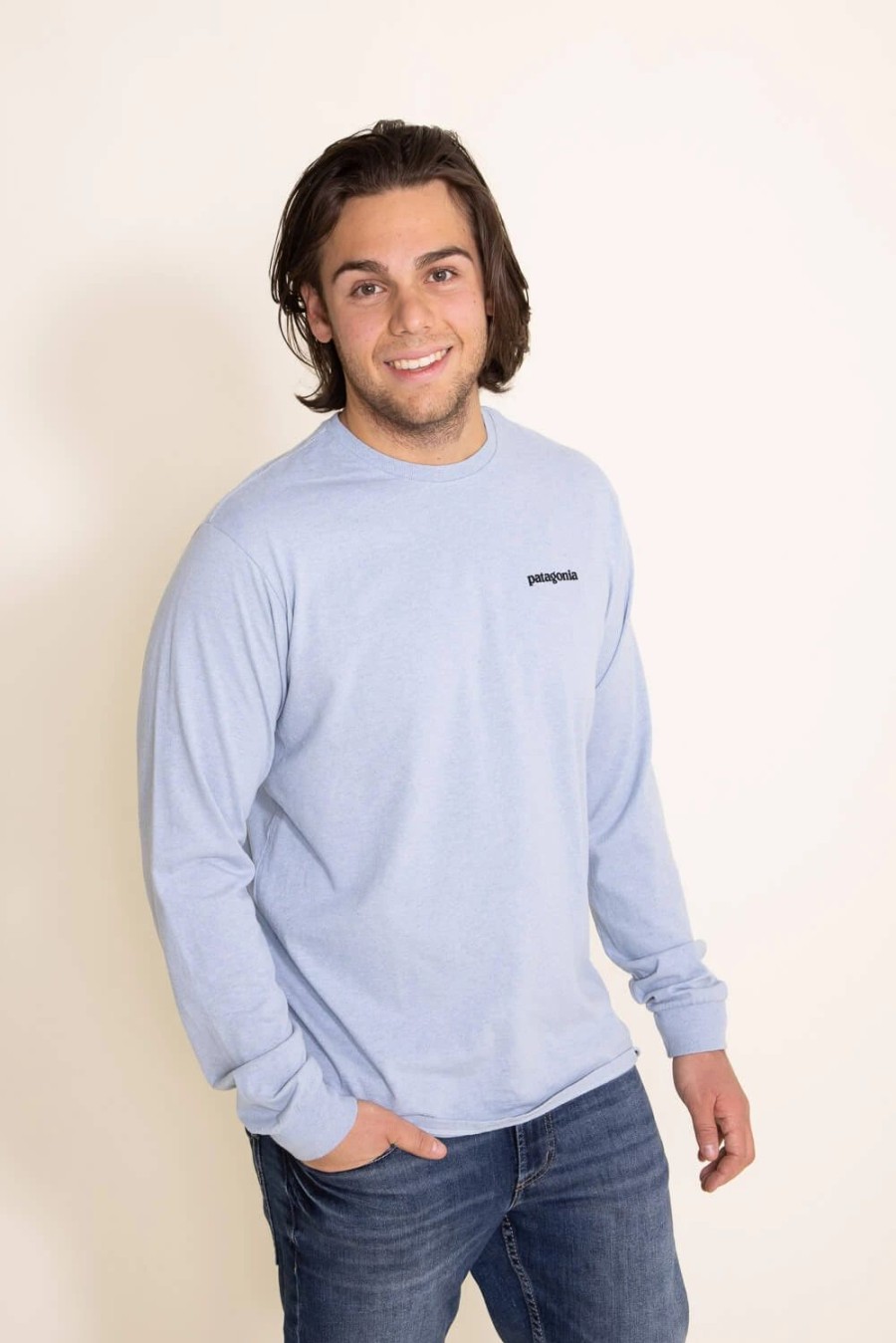 T-Shirts * | Patagonia Men'S Long-Sleeve P-6 Logo Responsibilit-Tee T-Shirt In | 38518-Stme Blue