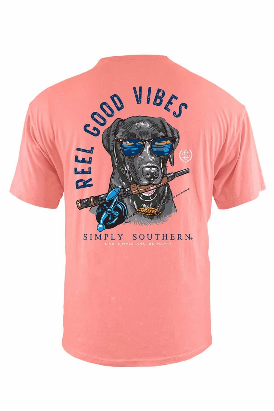 T-Shirts * | Simply Southern Xxl Fish Dog T-Shirt For Men In Pink | Sc-Mn-Sc-Fishdog Xxl Shrimp