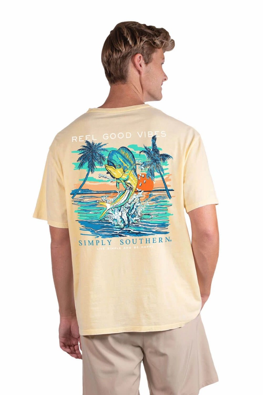 T-Shirts * | Simply Southern Mahi T-Shirt For Men In Yellow | Sc-Mn-Ss-Mahi Sun