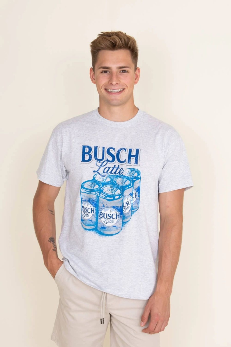 T-Shirts * | Brew City Beer Gear, Inc. Brew City Apparel Busch Latte Six Pack T-Shirt For Men In Grey | 14397-915B Ash