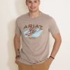 T-Shirts * | Ariat International Ariat Surf And Turf Western Aloha T-Shirt For Men In Brown | 10044012 Oatmeal