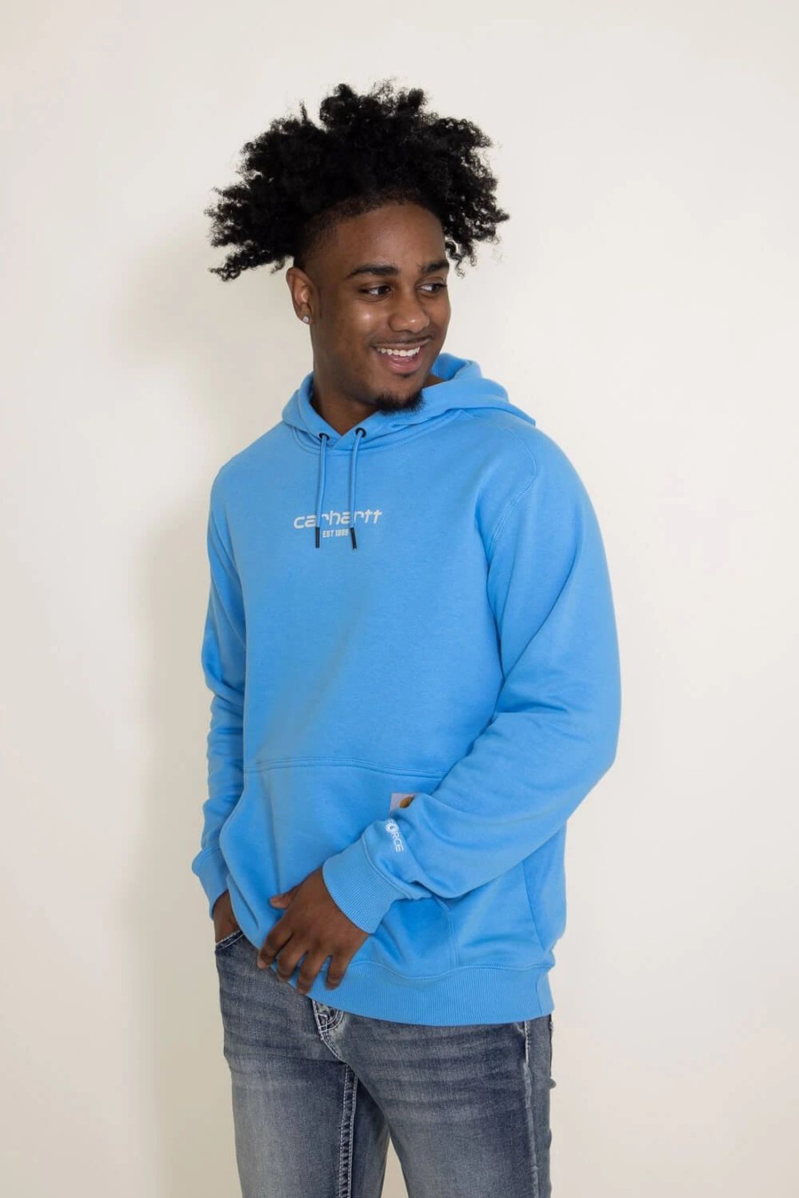 Sweatshirts & Fleece * | Carhartt Lightweight Hoodie For Men In Blue | 105569-Ha6 Azure Blue