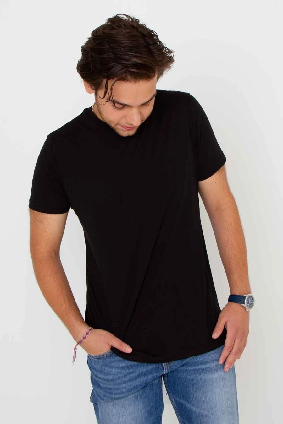 T-Shirts * | Pima Basic Crewneck Tee For Men In | 3750-Trueblack True Black