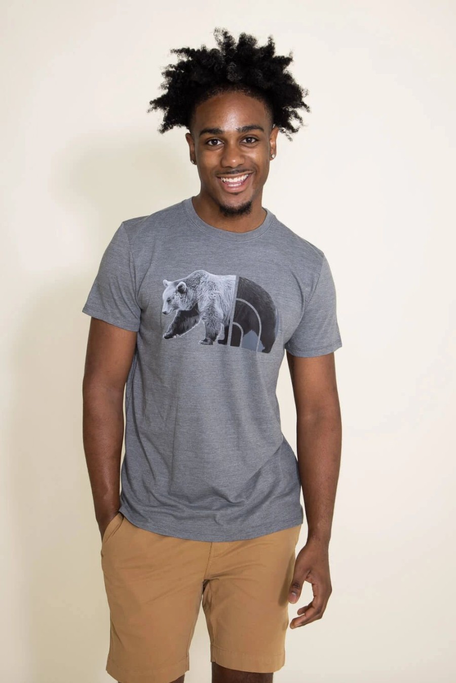 T-Shirts * | The North Face Tri Blend Bear T-Shirt For Men In Grey Heather | Nf0A812P-Dyy Medium Grey Heather