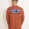 T-Shirts * | Patagonia Men'S Long-Sleeve P-6 Logo Responsibili-Tee T-Shirt In Orange | 38518-Qzco Coral