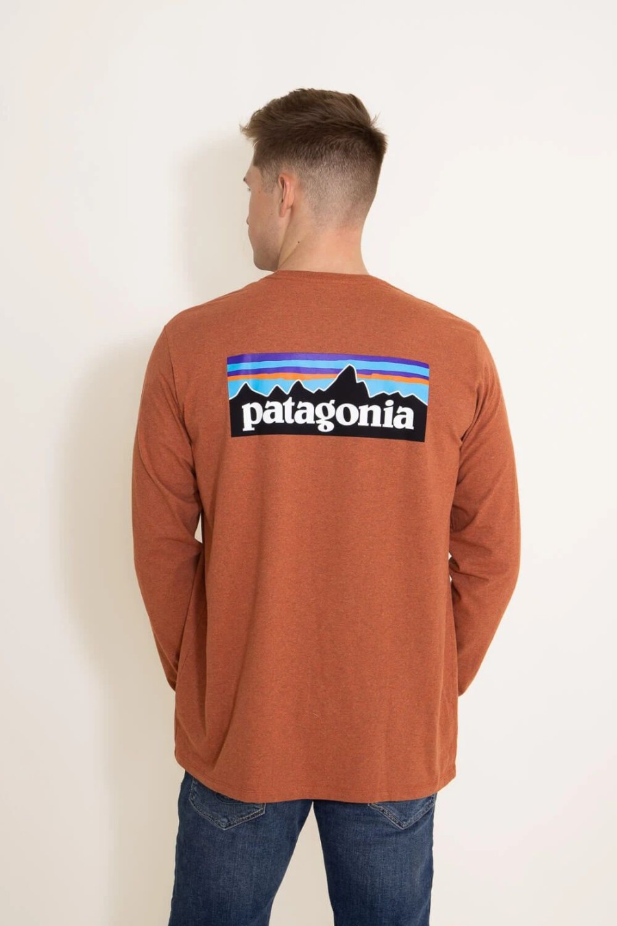 T-Shirts * | Patagonia Men'S Long-Sleeve P-6 Logo Responsibili-Tee T-Shirt In Orange | 38518-Qzco Coral