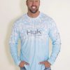 T-Shirts * | Huk Fishing Icon X Inside Reef Long Sleeve T-Shirt For Men In Blue | H1200489-497 Crystal Blue