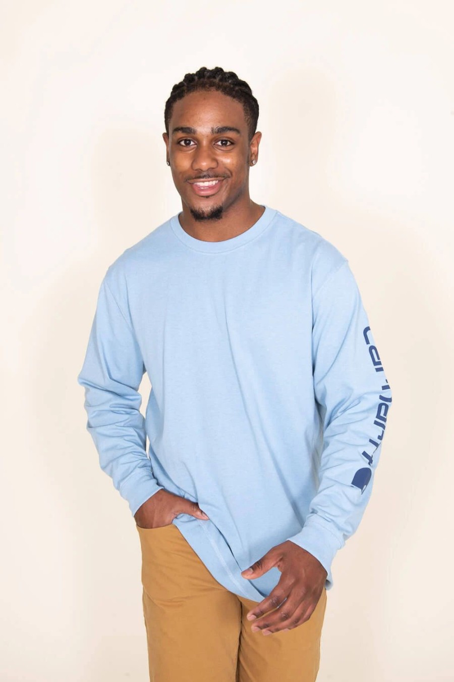 T-Shirts * | Carhartt Loose Fit Long Sleeve Graphic Tee For Men In Blue | K231-H74 Ltblue Lt Blue